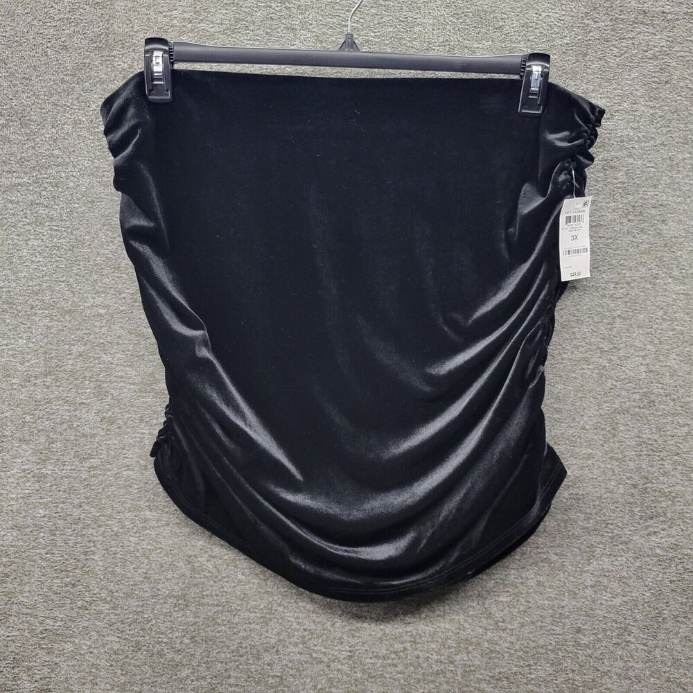 Bar III Skirt Women's 3X Black Ruched Velvet Bodycon Mini NWT